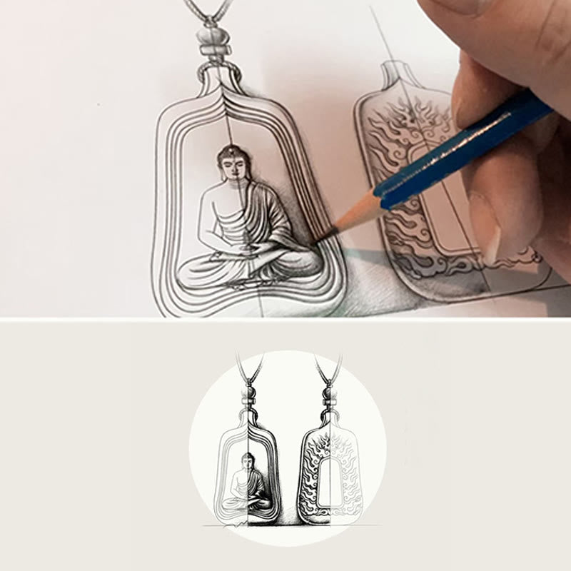 Wear FengShui Tibetan Medicine Buddha Liuli Crystal Compassion Serenity Necklace Pendant