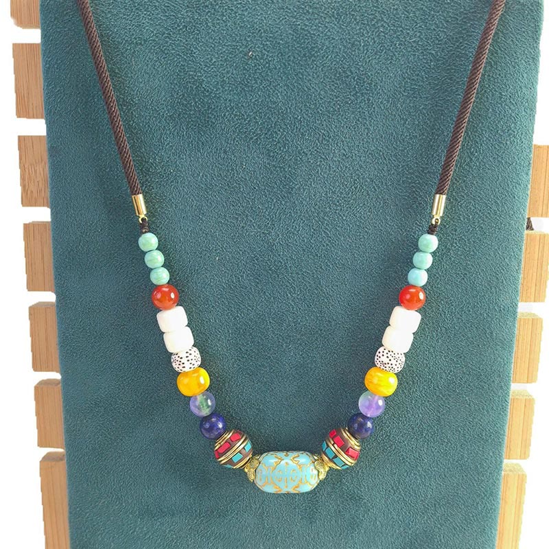 Wear FengShui Tibetan Handmade Turquoise Beads Balance Necklace Pendant