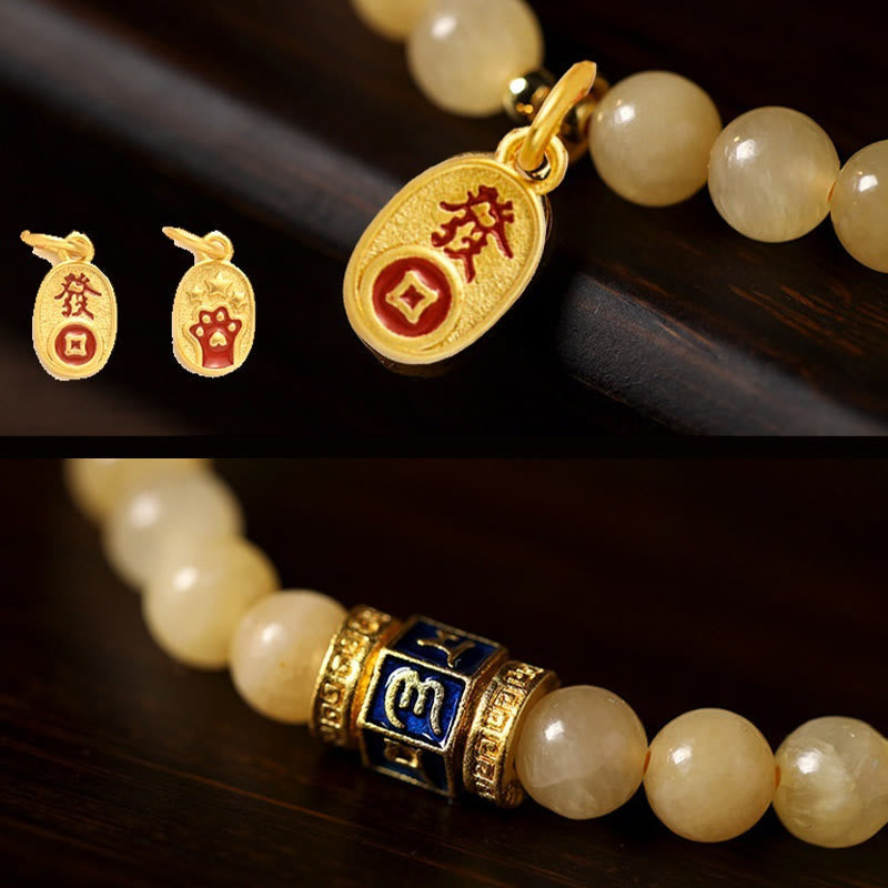 Wear FengShui Topaz Beads Om Mani Padme Hum Fortune Bracelet