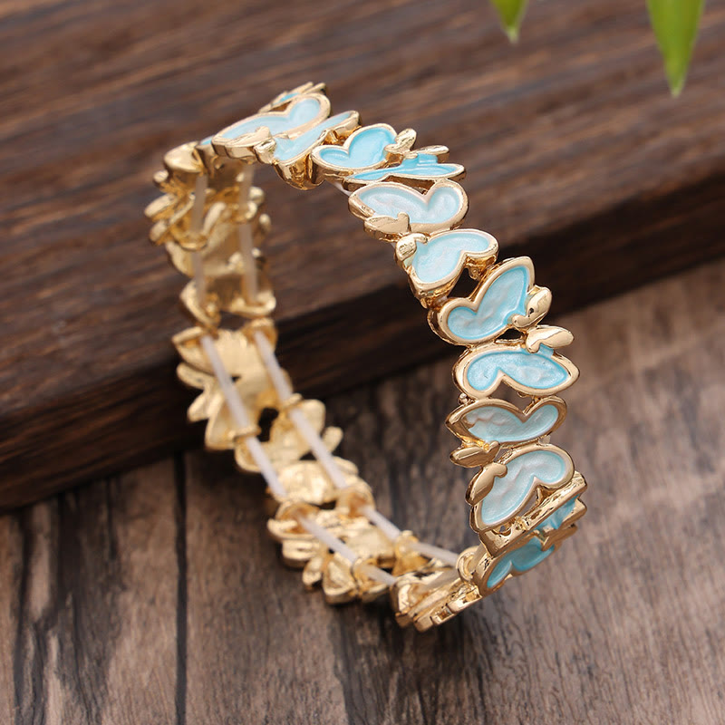 Wear FengShui Colorful Butterfly Freedom Alloy Elastic Bracelet Bangle