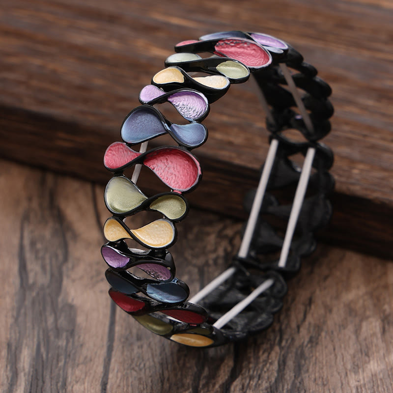 Wear FengShui Colorful Geometric Hollow 8-shaped Alloy Healing Elastic Bracelet Bangle