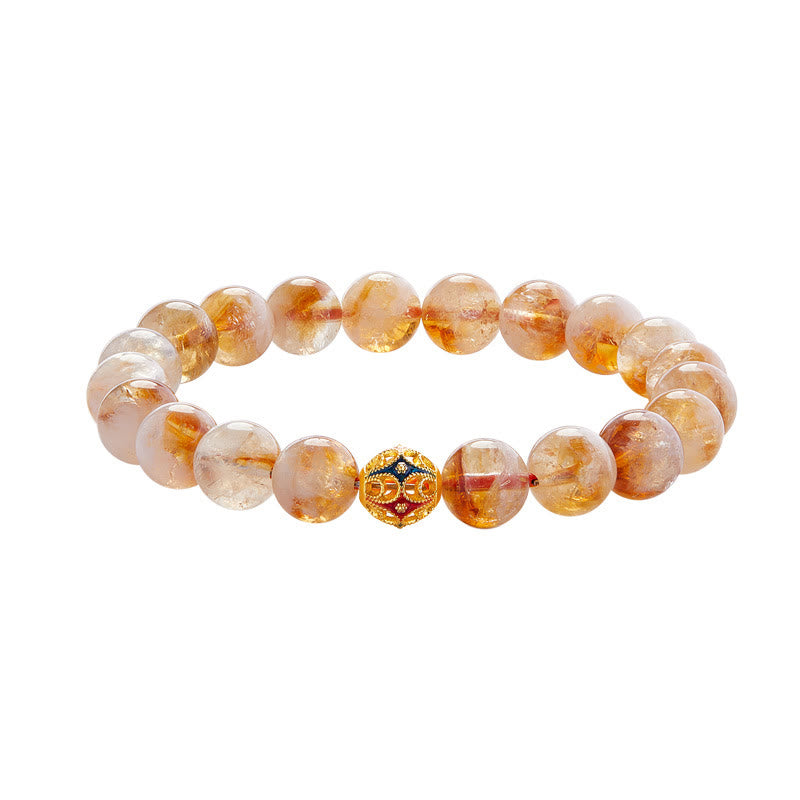 Wear FengShui 999 Sterling Silver Natural Citrine Flower Balls Beads Protection Bracelet