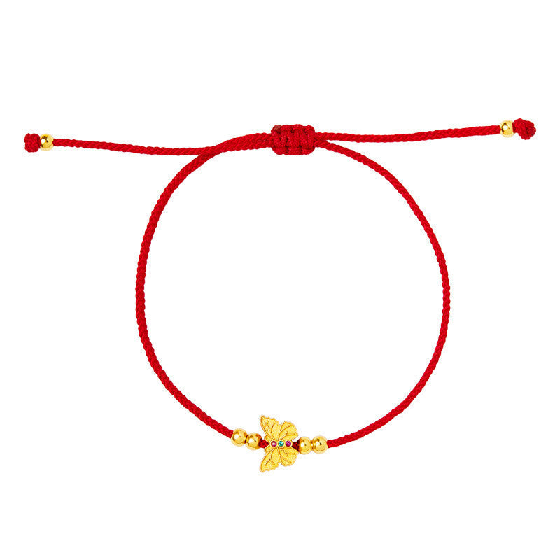 Wear FengShui 999 Sterling Silver Butterfly Red String Strength Bracelet