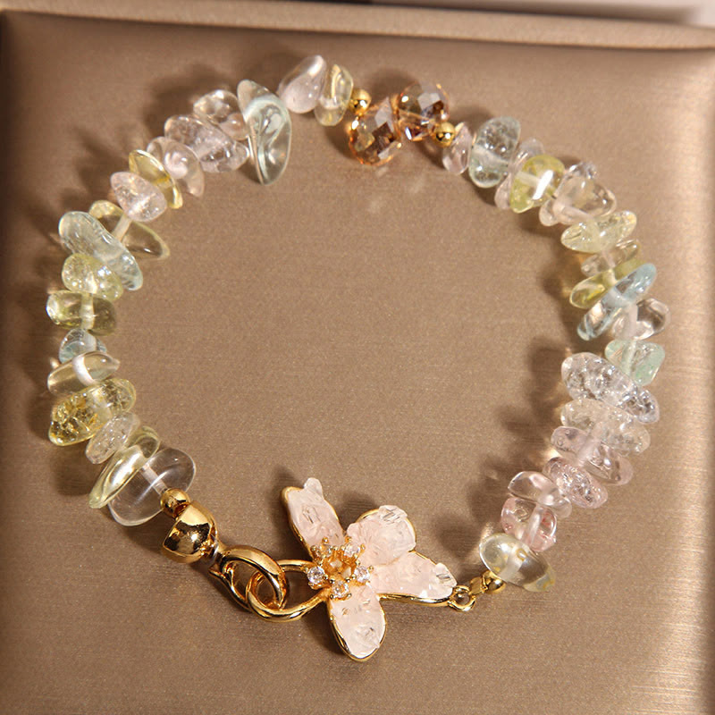 Wear FengShui Natural Irregular Gravel Amethyst Blue Crystal Wisteria Balance Bracelet