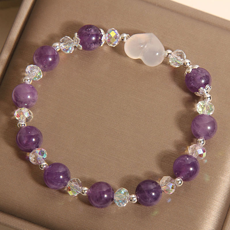 Wear FengShui Heart Amethyst White Agate Balance Bracelet