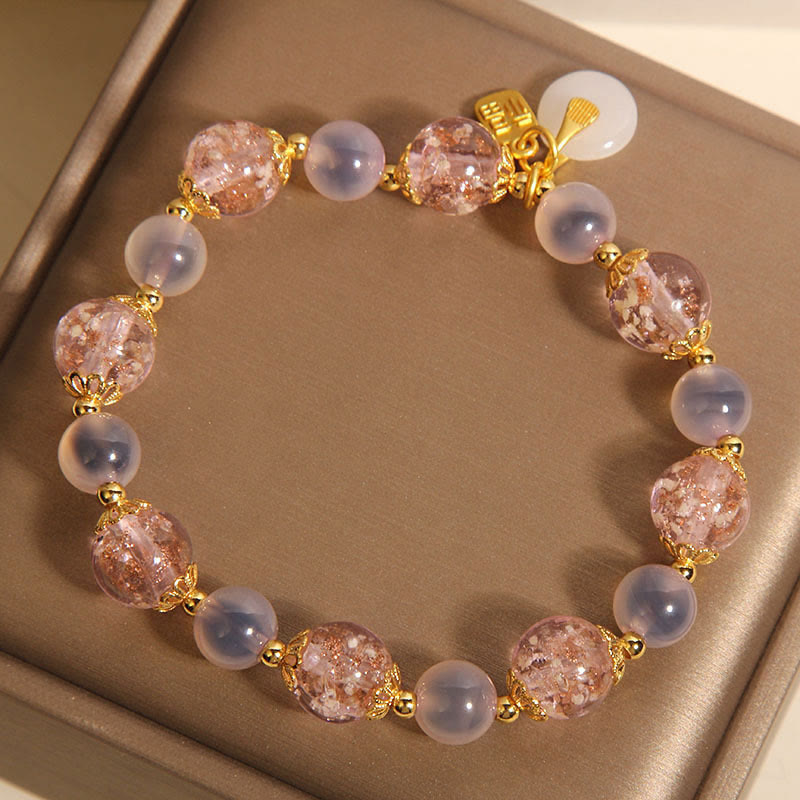 Wear FengShui Fu Character Peace Buckle Liuli Candy Agate Healing Bracelet