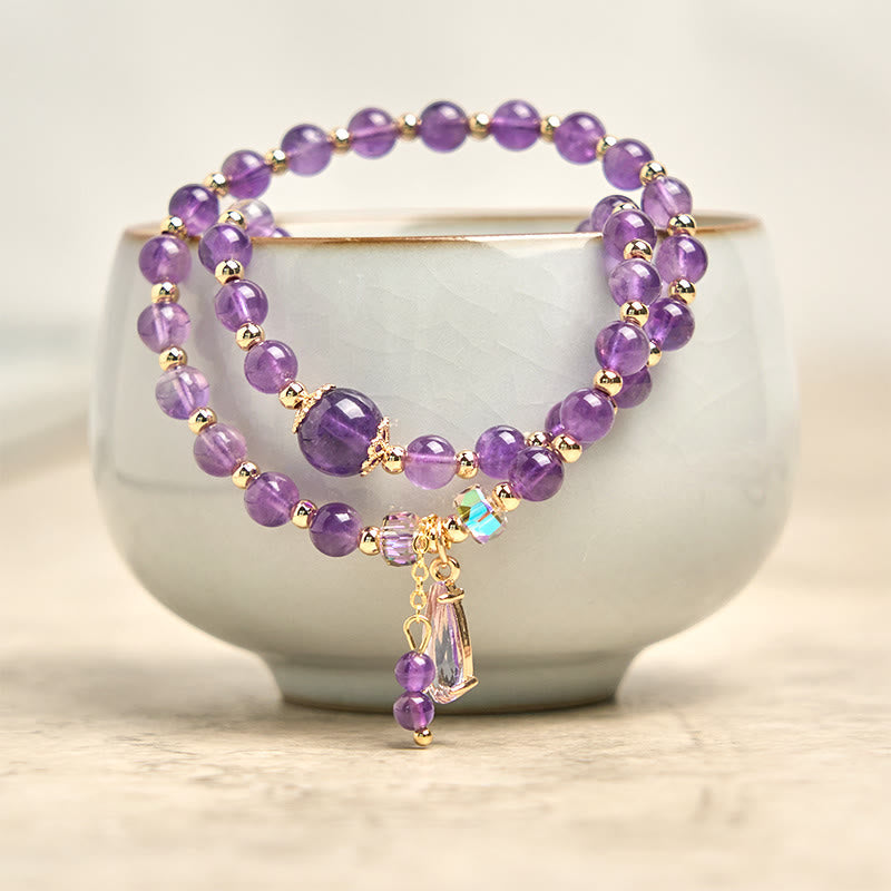 Wear FengShui Natural Amethyst Beads Balance Multi-layer Bracelet