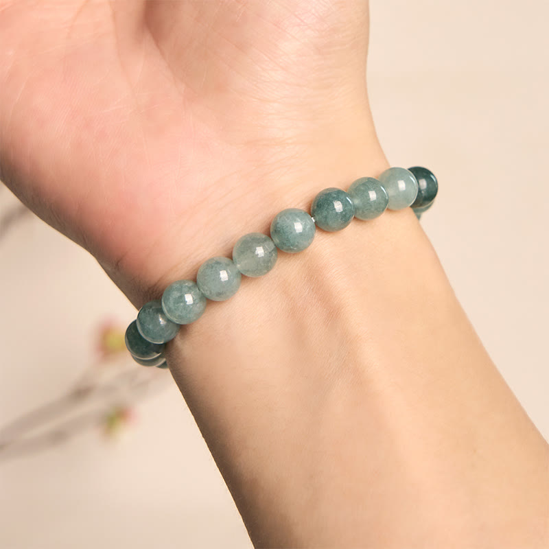 Wear FengShui Blue Jade Peace Buckle Pearl Beads Prosperity Bracelet