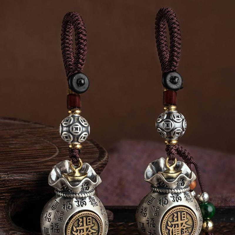 Wear FengShui Fu Character Money Bag Making Money Every Day Fortune Key Chain