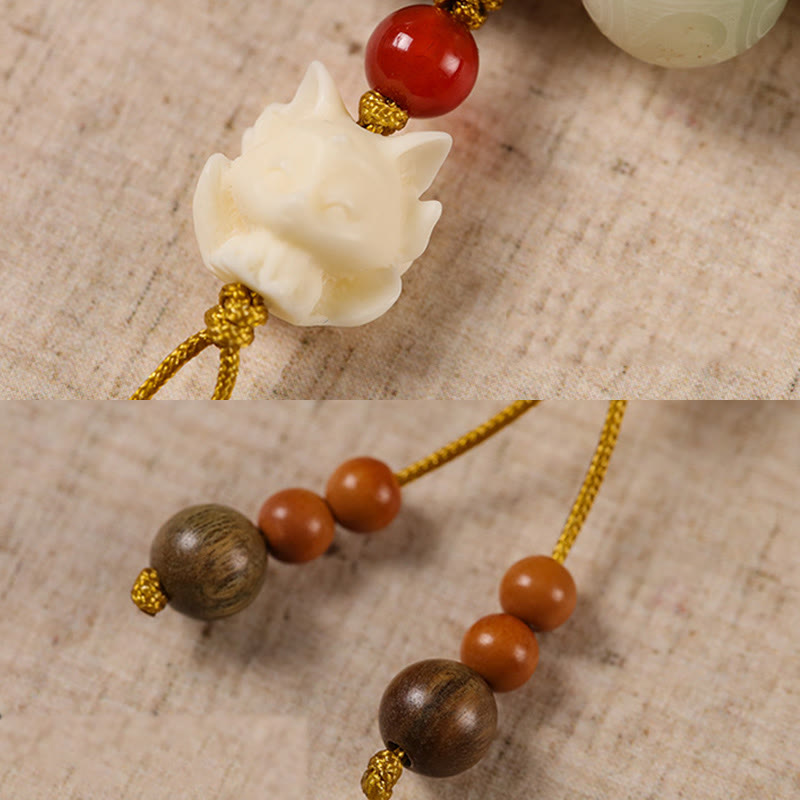 Wear FengShui Gradient Bodhi Seed Om Mani Padme Hum Carved Zakiram Peace Bracelet
