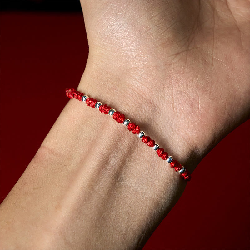 Wear FengShui 925 Sterling Silver Beads Red String Adjustable Luck Bracelet