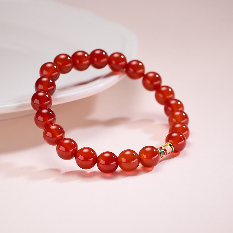 Wear FengShui Natural Red Agate Lucky Koi Fish Confidence Bracelet