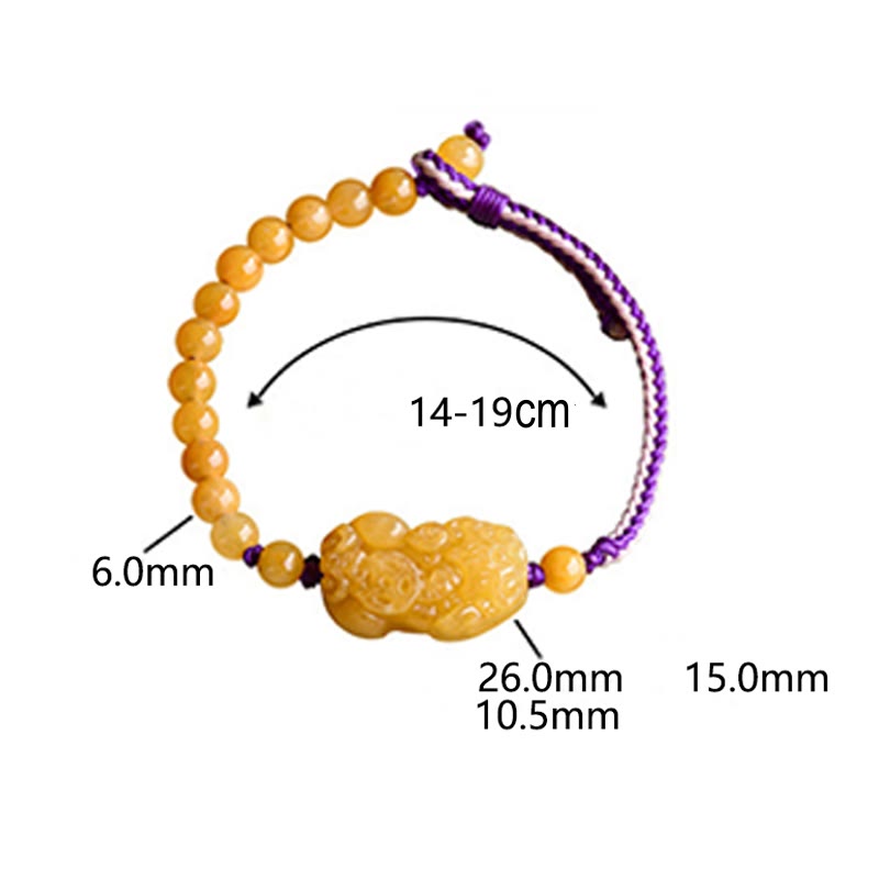 Wear FengShui Golden Silk Jade Beads PiXiu Wealth Bracelet