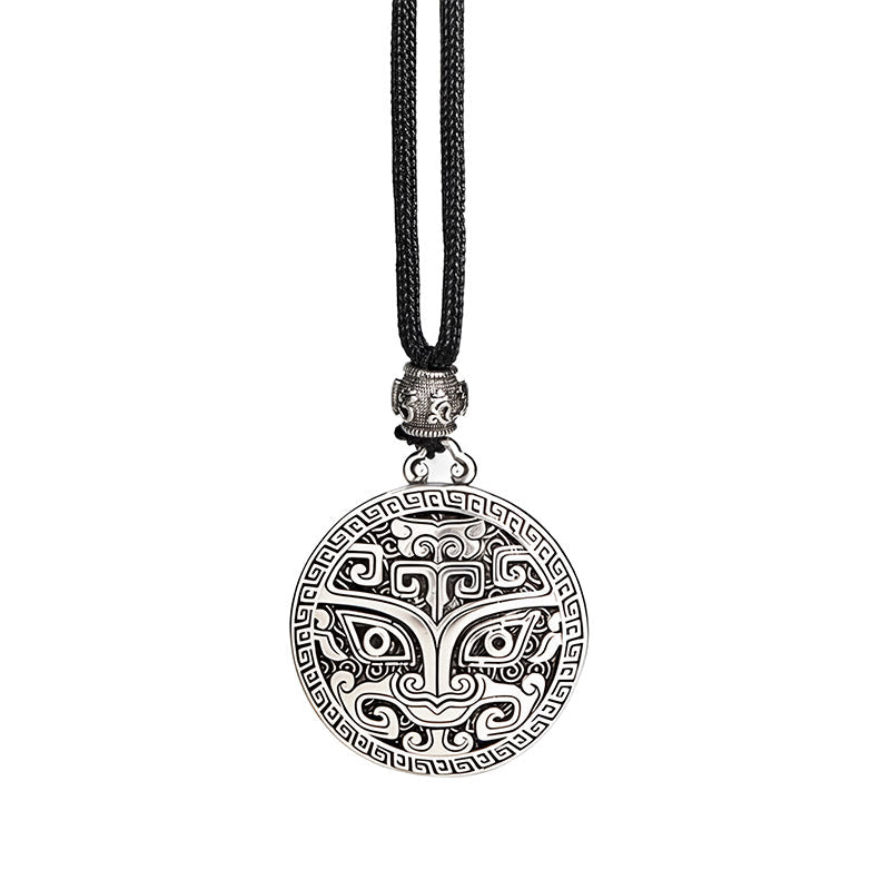 Wear FengShui Taotie Om Mani Padme Hum Copper Plated Silver Wealth Necklace Pendant