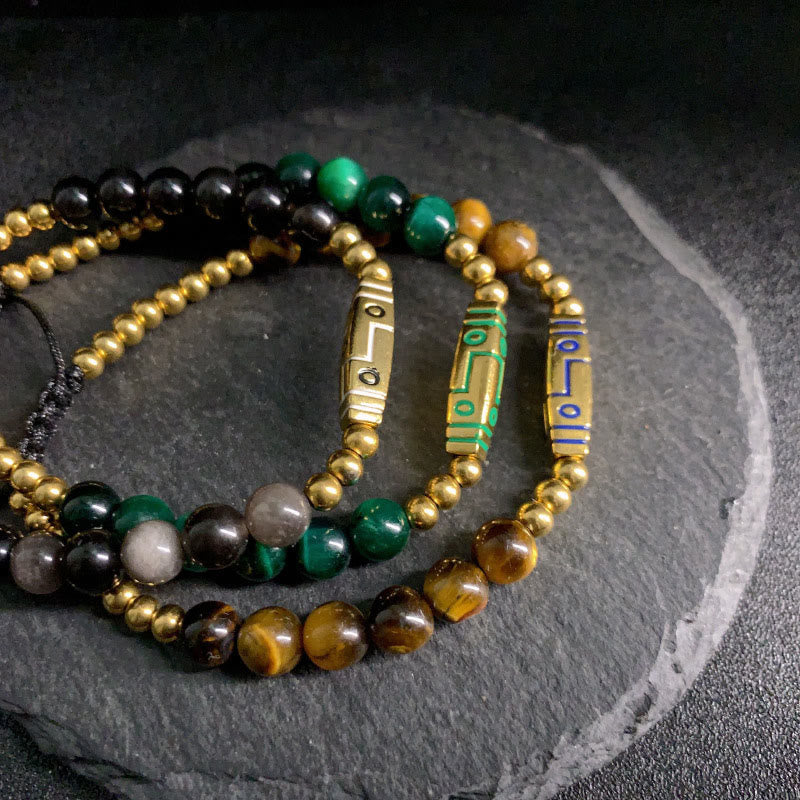 Wear FengShui Cute Bone Pattern Tiger Eye Courage Beads Bracelet