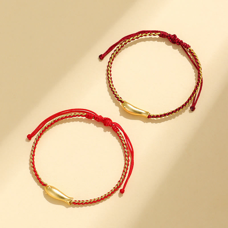 Wear FengShui 999 Sterling Silver Lucky Koi Fish Protection Rope Bracelet