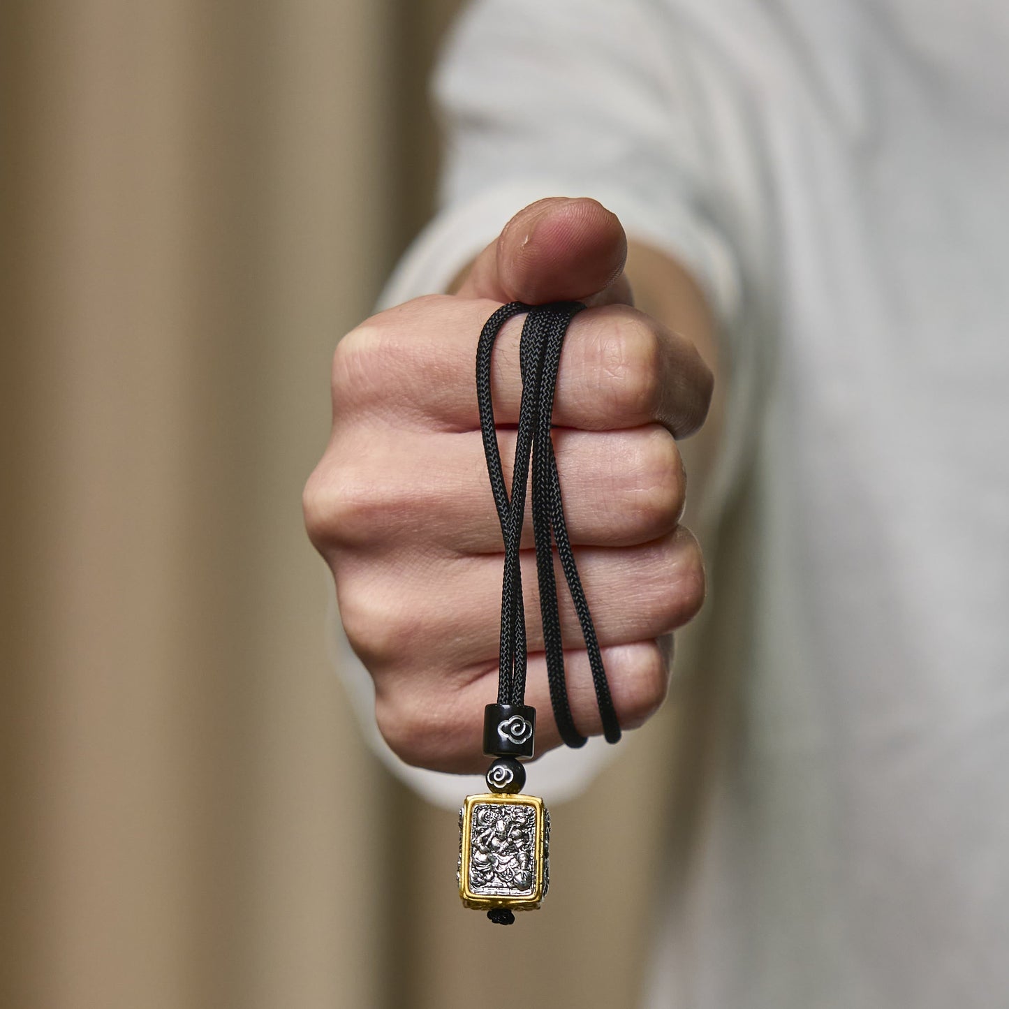 Wear FengShui Tibetan Zakiram Goddess Of Wealth Protection Rope Square Necklace Pendant