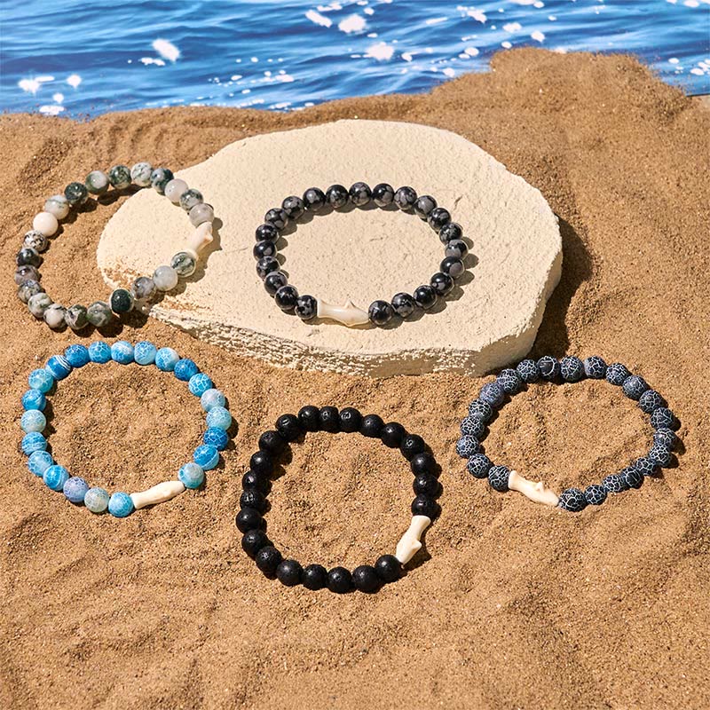 Wear FengShui Natural Agate Stone Shark Wisdom Bracelet
