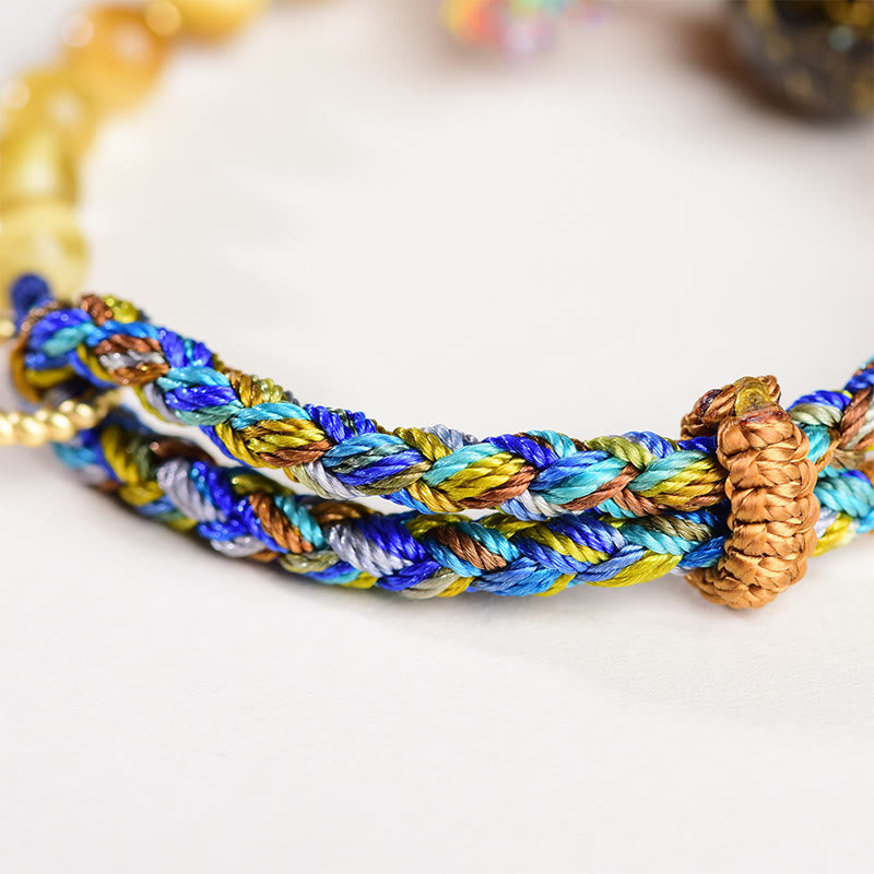 Wear FengShui Tibetan Lacquer Bead Hand-woven Tiger Eye Stone Protection Bracelet