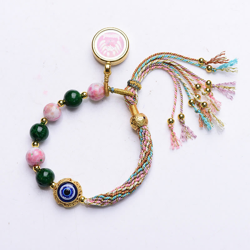 Wear FengShui Tibet Evil Eye Nine Tailed Fox Thangka Keep Away Evil Spirits String Bracelet