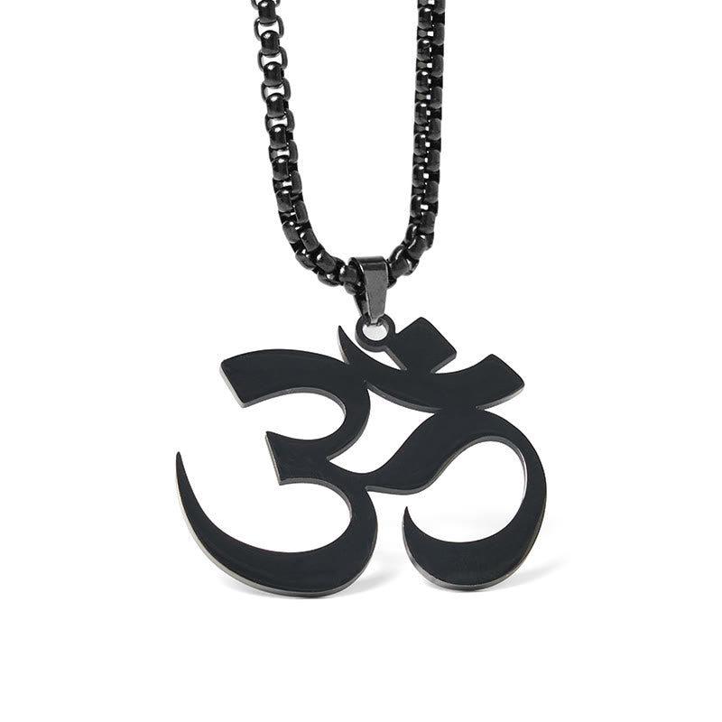 Wear FengShui Om Symbol Mantra Stainless Steel Focus Necklace Pendant
