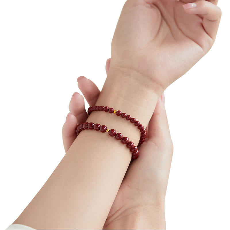 Wear FengShui 999 Gold Cinnabar Simple Design Concentration Bracelet