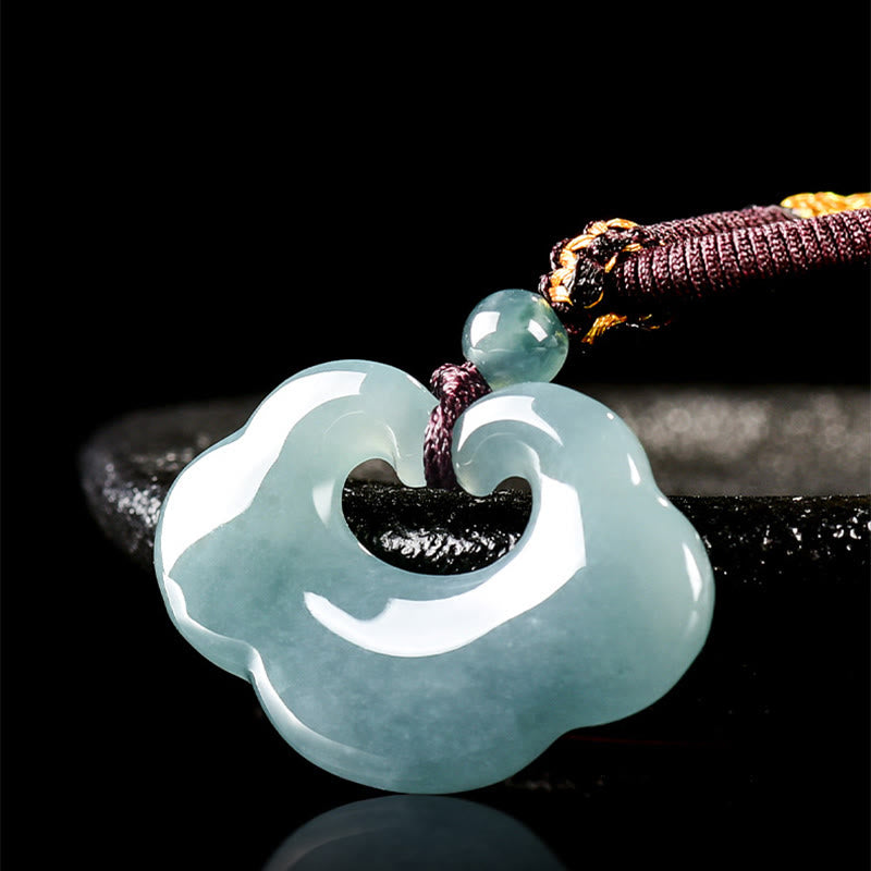 Wear FengShui Auspicious Ruyi Jade Luck Necklace String Pendant