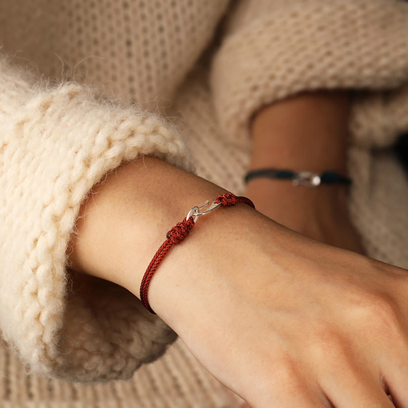 Wear FengShui 925 Sterling Silver Hook Design Red String Strength Colorful Bracelet