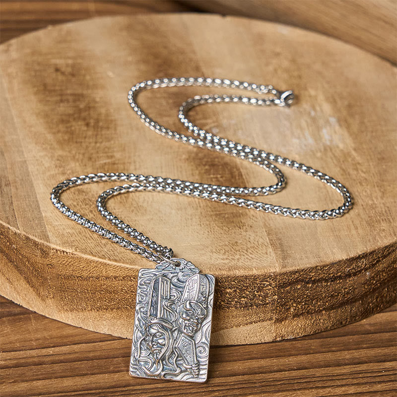 Wear FengShui Copper Black White Impermanence Pattern Balance Pendant Necklace