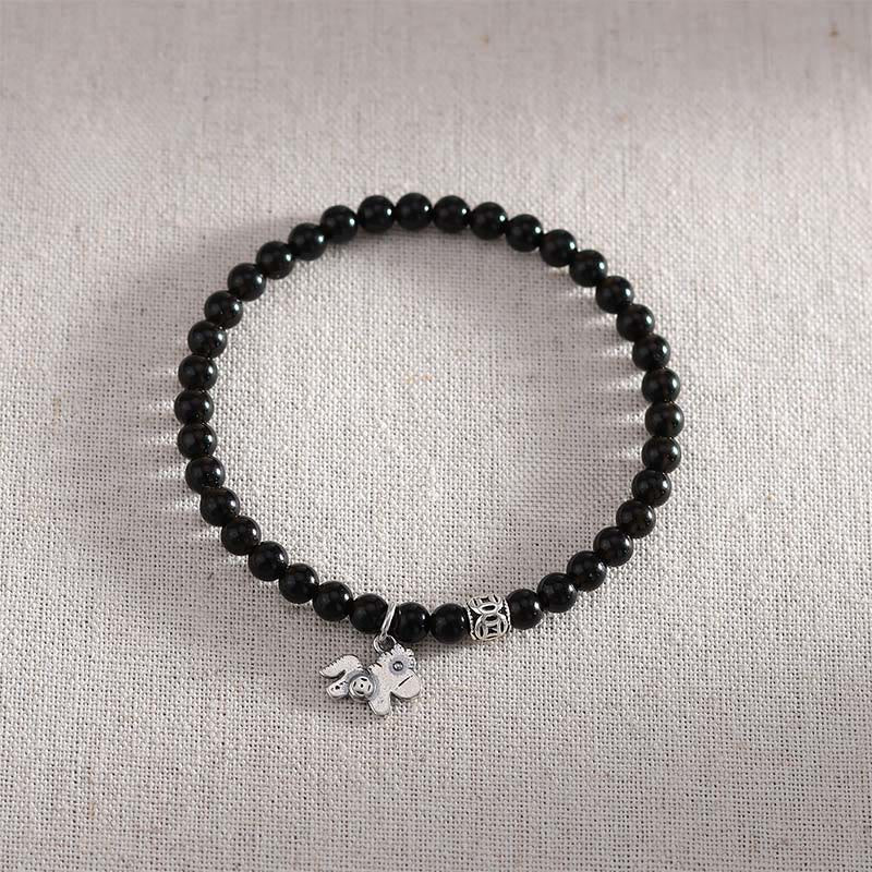 Wear FengShui Year Of The Horse 925 Sterling Silver Natural Black Obsidian Strength Bracelet