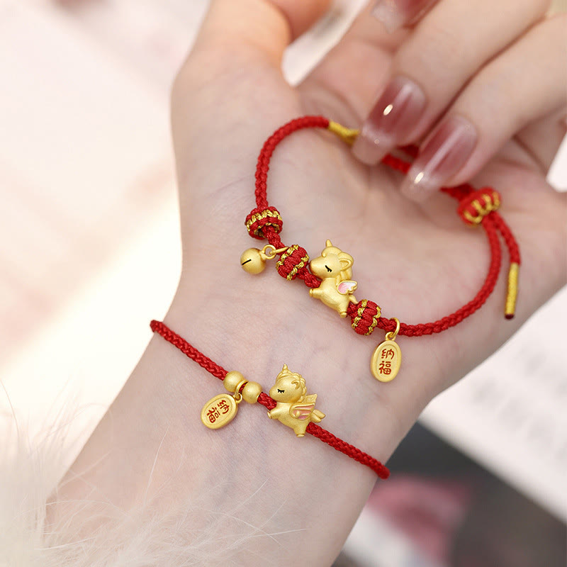 Wear FengShui 925 Sterling Silver Year Of The Horse Lucky Fortune Red String Strength Bracelet