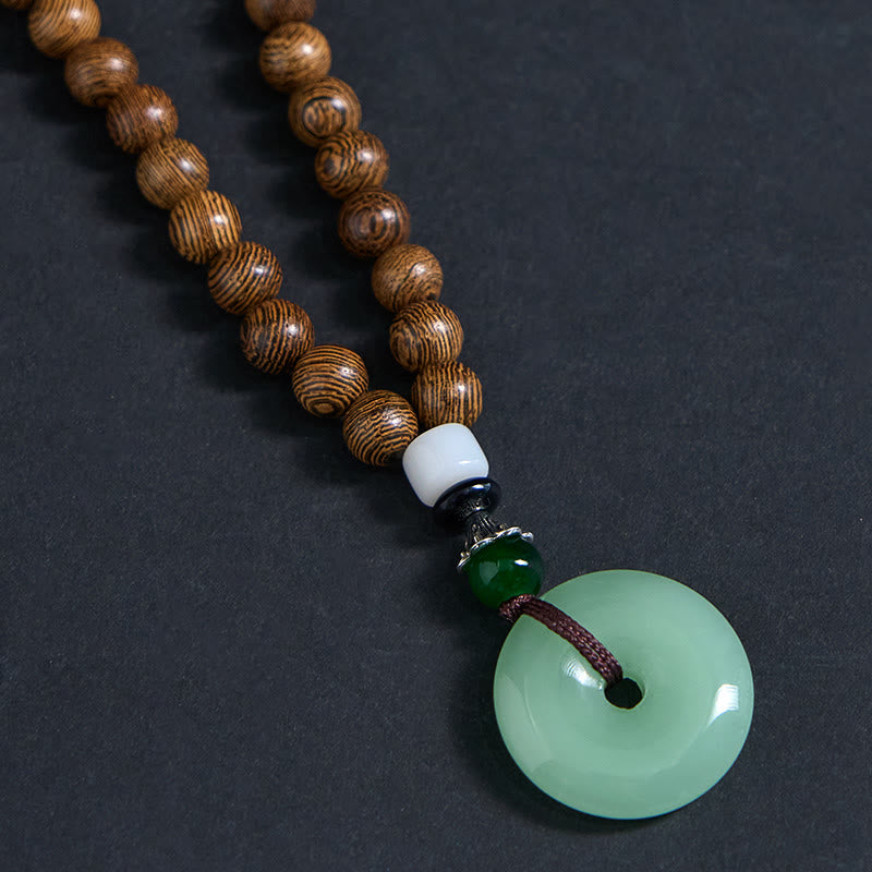 Wear FengShui Wenge Wood Peace Buckle Balance Tranquility Pendant Necklace