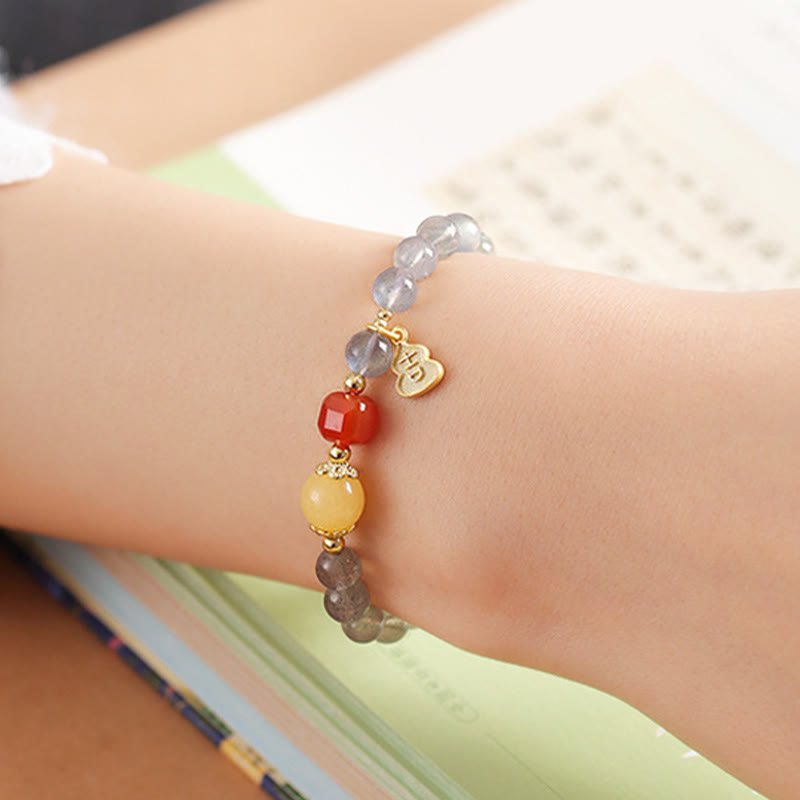 Wear FengShui Natural Moonstone Lotus Love Charming Bracelet