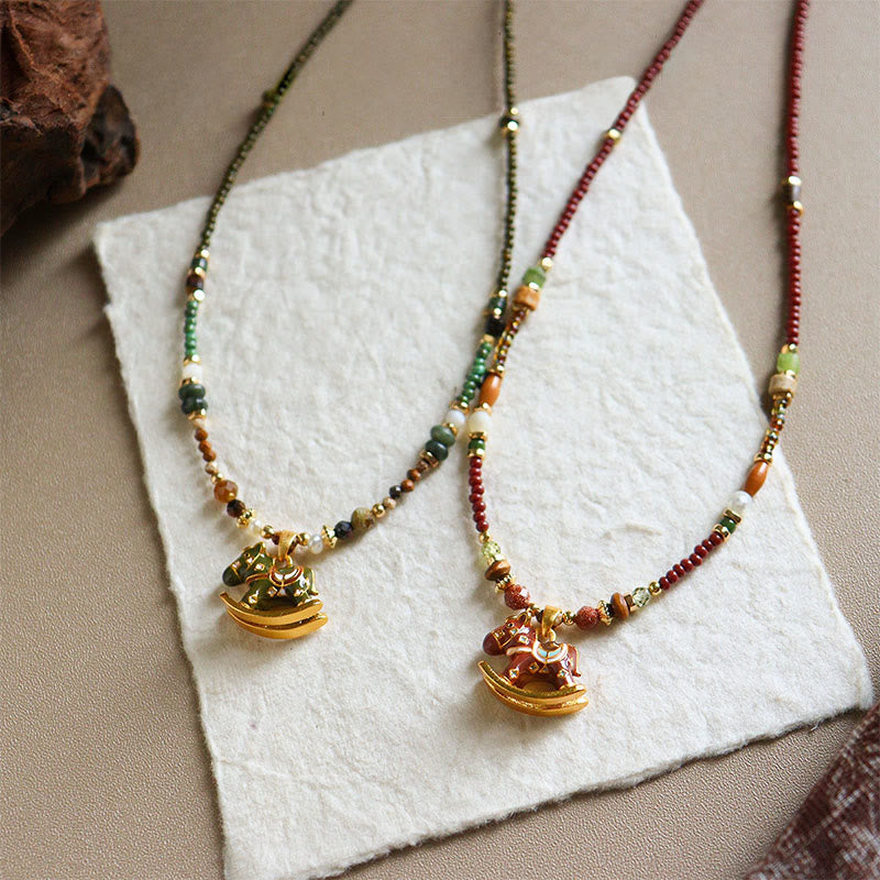 Wear FengShui Year Of The Horse Copper Tiger Eye Various Beads Balance Necklace Pendants