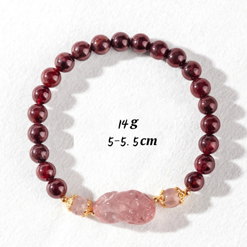 Wear FengShui Garnet Strawberry Quartz Pixiu Lucky Bracelet