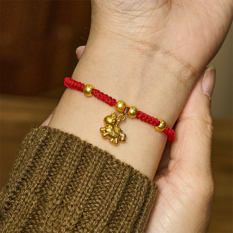 Wear FengShui Golden Year Of The Horse Red String Copper Strength Braided Bracelet