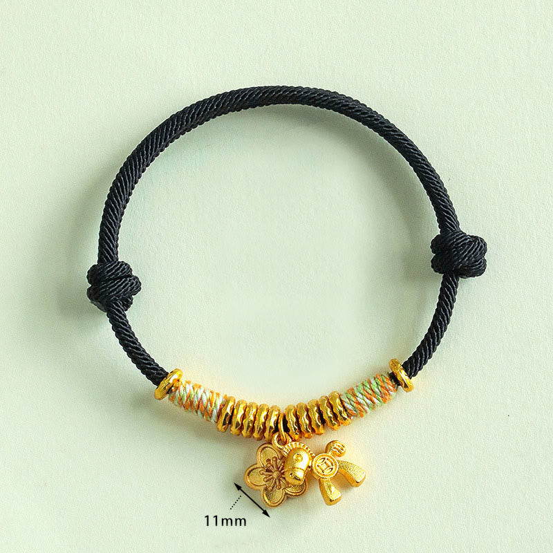 Wear FengShui Year Of The Horse Flower Charm Red String Connection Handmade Bracelet