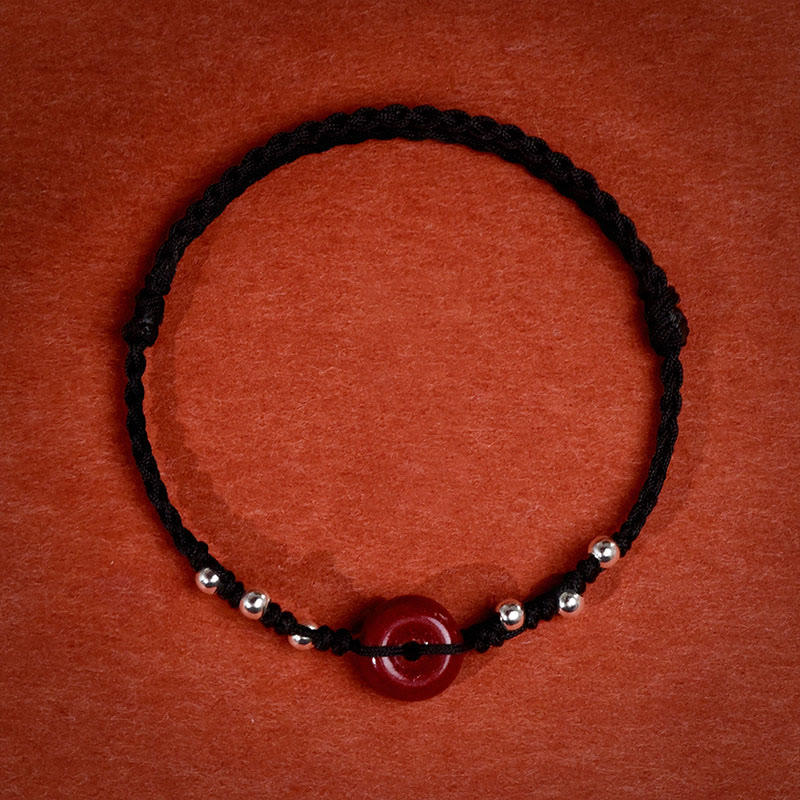 Wear FengShui Cinnabar Peace Buckle Handmade String Adjustable Blessing Bracelet Anklet