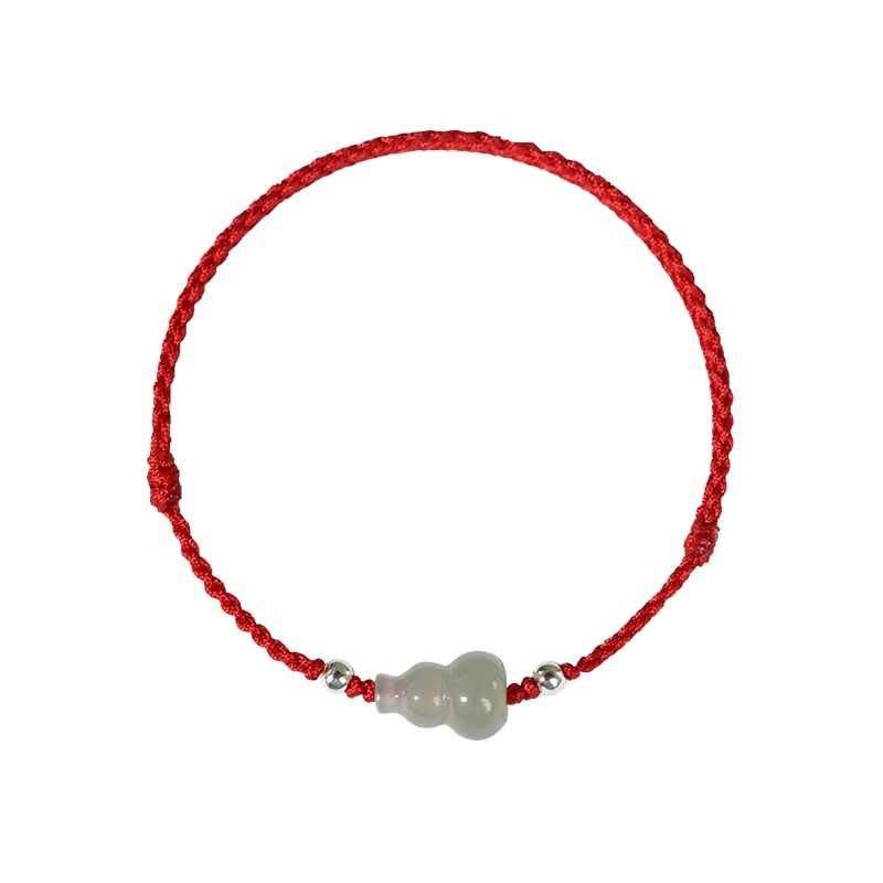 Wear FengShui Gourd Hetian Jade Red String Prosperity Bracelet Anklet