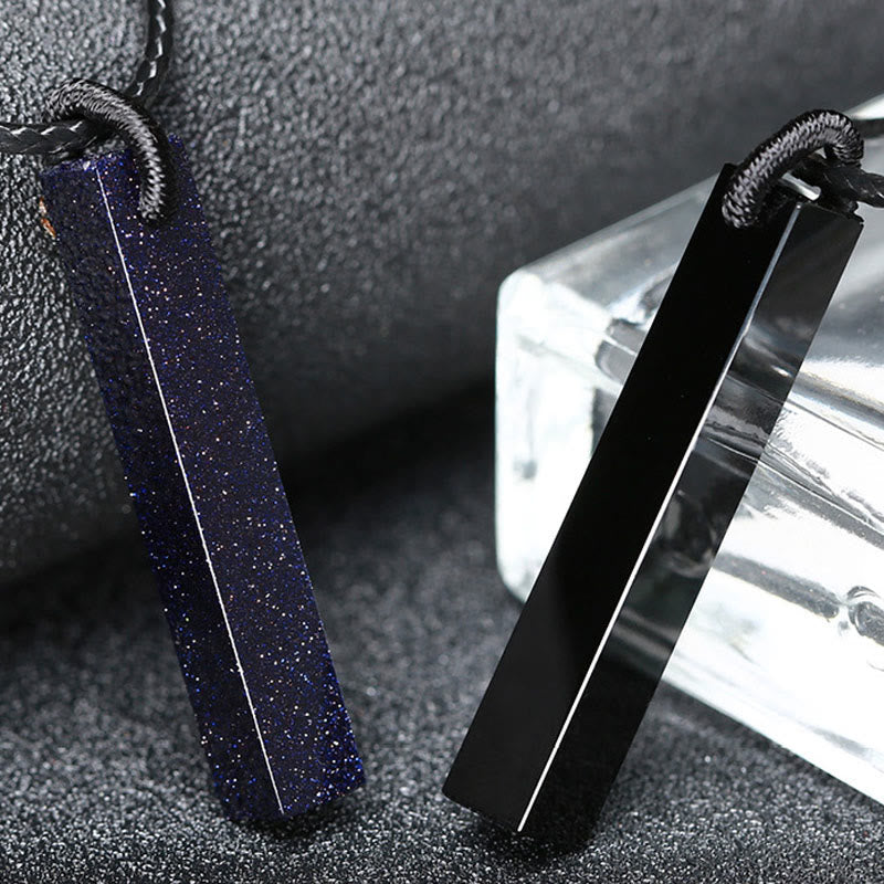 Wear FengShui Black Obsidian Blue Sandstone Transformation Necklace Pendant