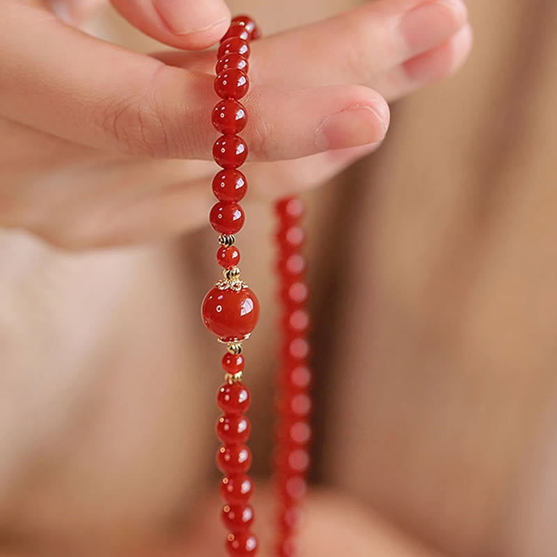 Wear FengShui Double Wrap Red Agate Beaded Self-acceptance Confidence Bracelet