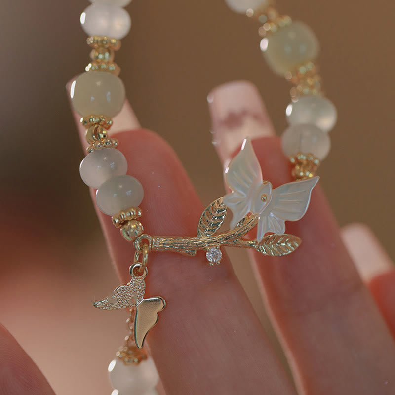 Wear FengShui Butterfly Charm Hetian Jade Adjustable Chain Prosperity Bracelet