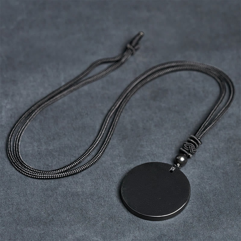 Wear FengShui Circle Simple Design Authentic Shungite Stone Protection Necklace Pendant