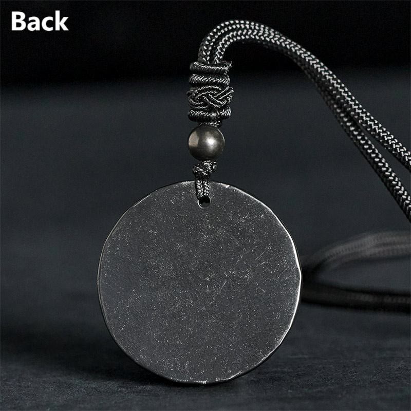 Wear FengShui Flower of Life Carving Design Authentic Shungite Stone Protection Necklace Pendant