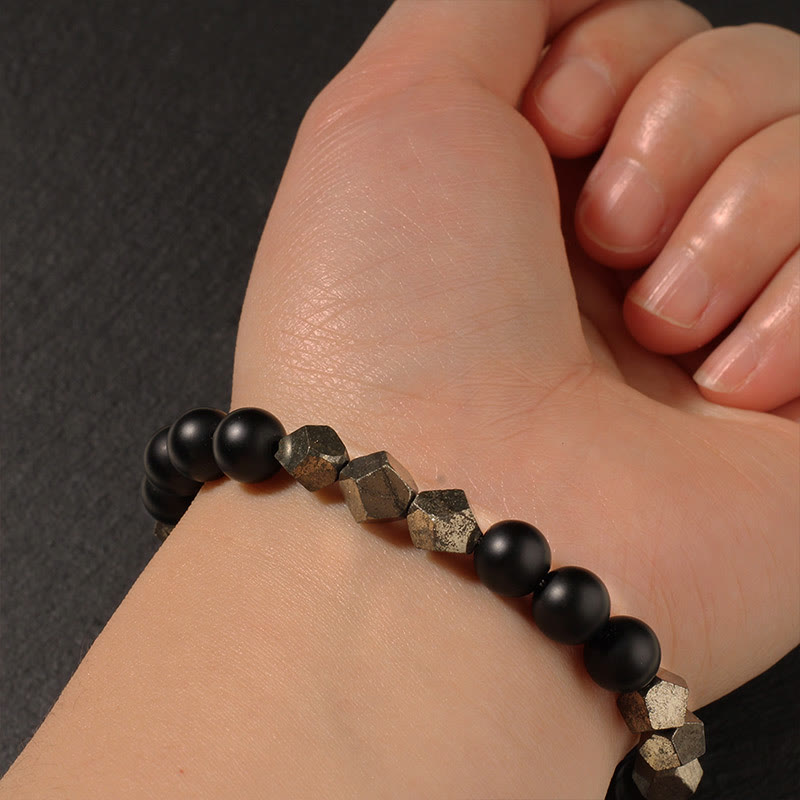 Wear FengShui Pyrite Frosted Stone Confidence Balance Bracelet