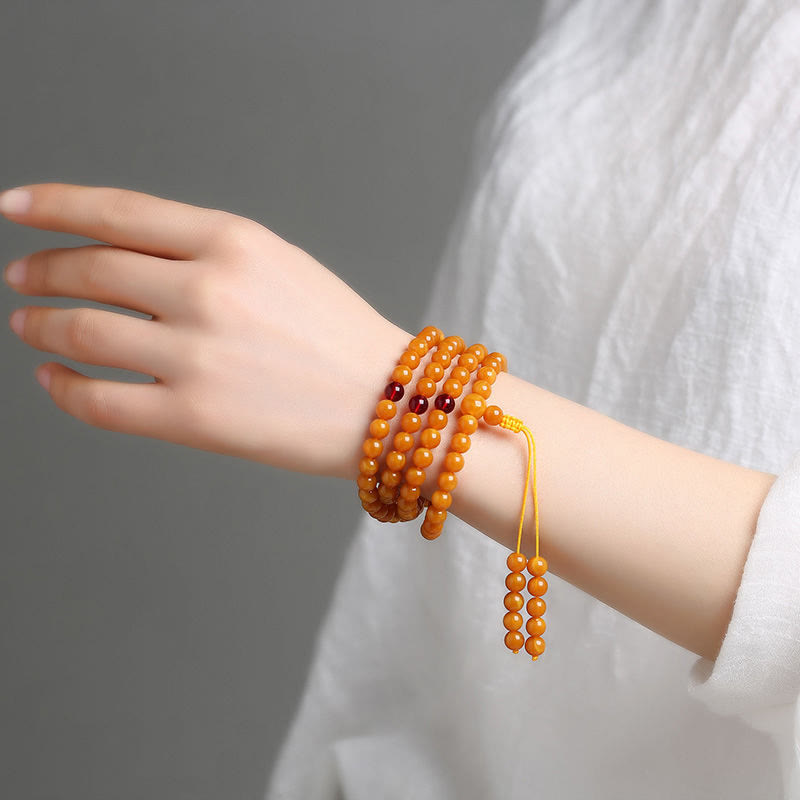 Wear FengShui Tibetan Amber Round Bead Mala