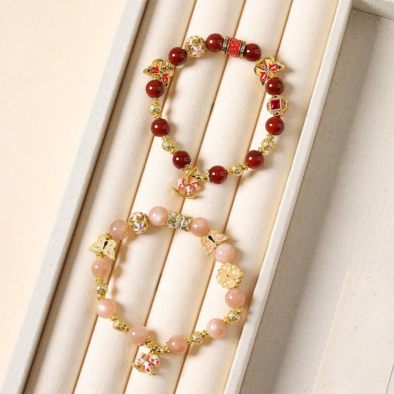Wear FengShui Year Of The Horse South Red Agate Sun Stone Tourmaline Success Bracelet