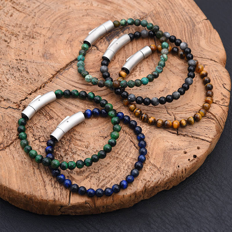 Wear FengShui Turquoise Black Glitter Stone Tiger Eye Positive Bracelet