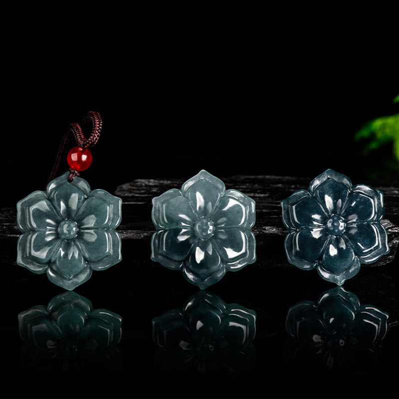 Wear FengShui Peach Blossom Jade Prosperity Necklace Pendants