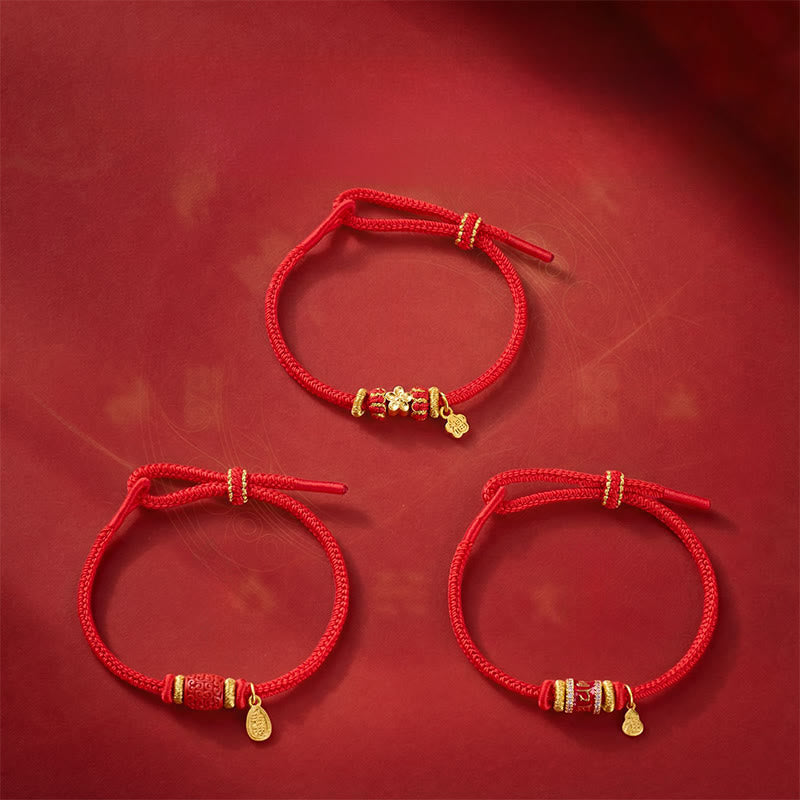 Wear FengShui Om Mani Padme Hum Fu Character Copper Red String Luck Bracelet